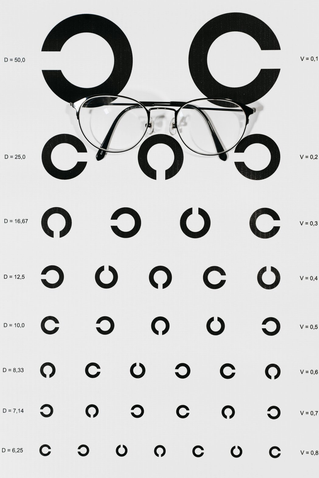 Eye exam with eyeglasses and eye chart